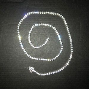 5mm Round Cut Tennis Necklace in White Gold